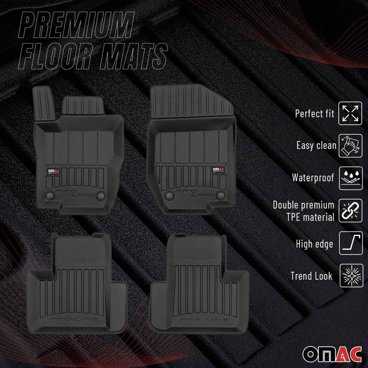 Mercedes GL Class Floor Mat - Omac - Proline Premium TPE - Black - '07-'12